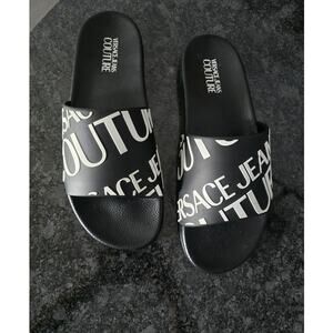 New Versace Jeans Couture Logo-embossed Slides - Size 11 (EU44)